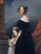 Claude Marie Dubufe with her daughter Spain oil painting artist
